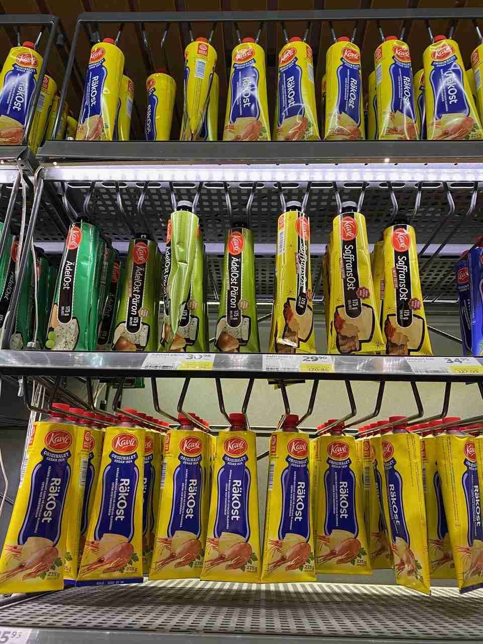 assorted cheese in a tube
