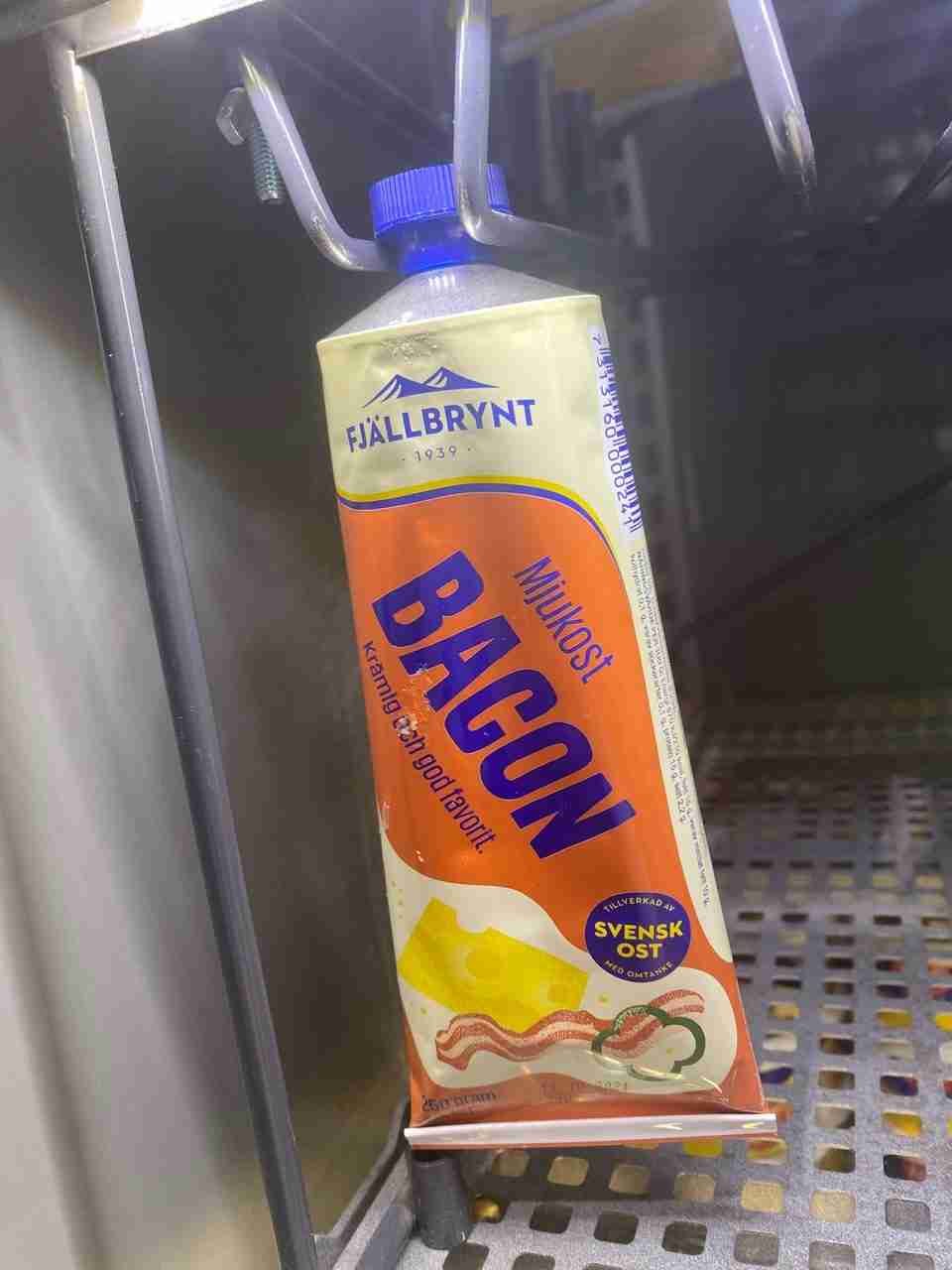bacon-flavored cheese in a tube