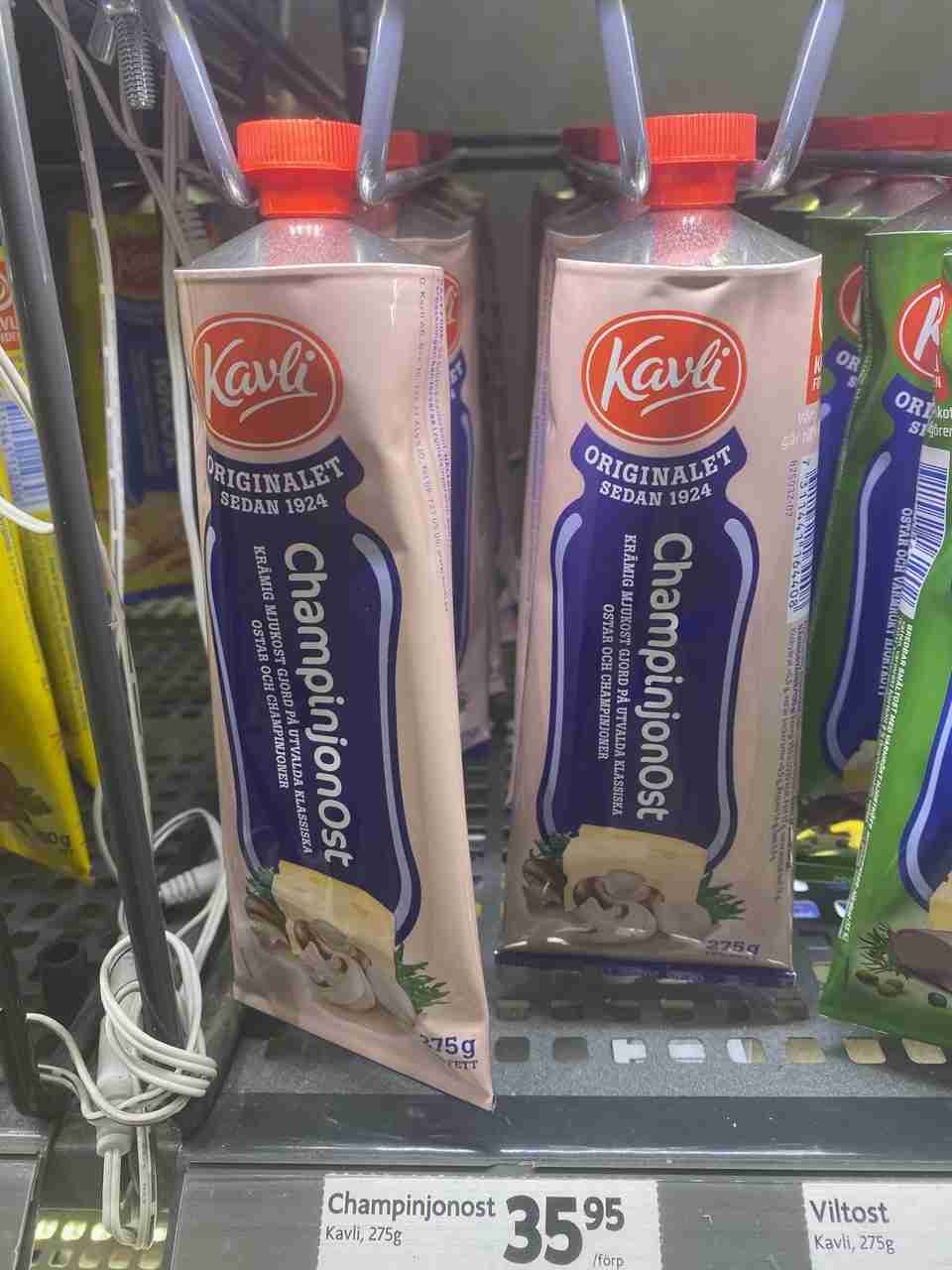 mushroom-flavored cheese in a tube